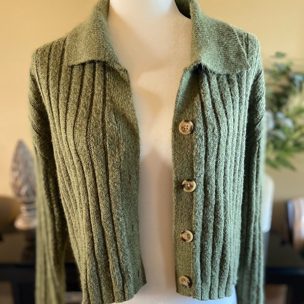 Wild Fable Green Crop Cardigan Sweater